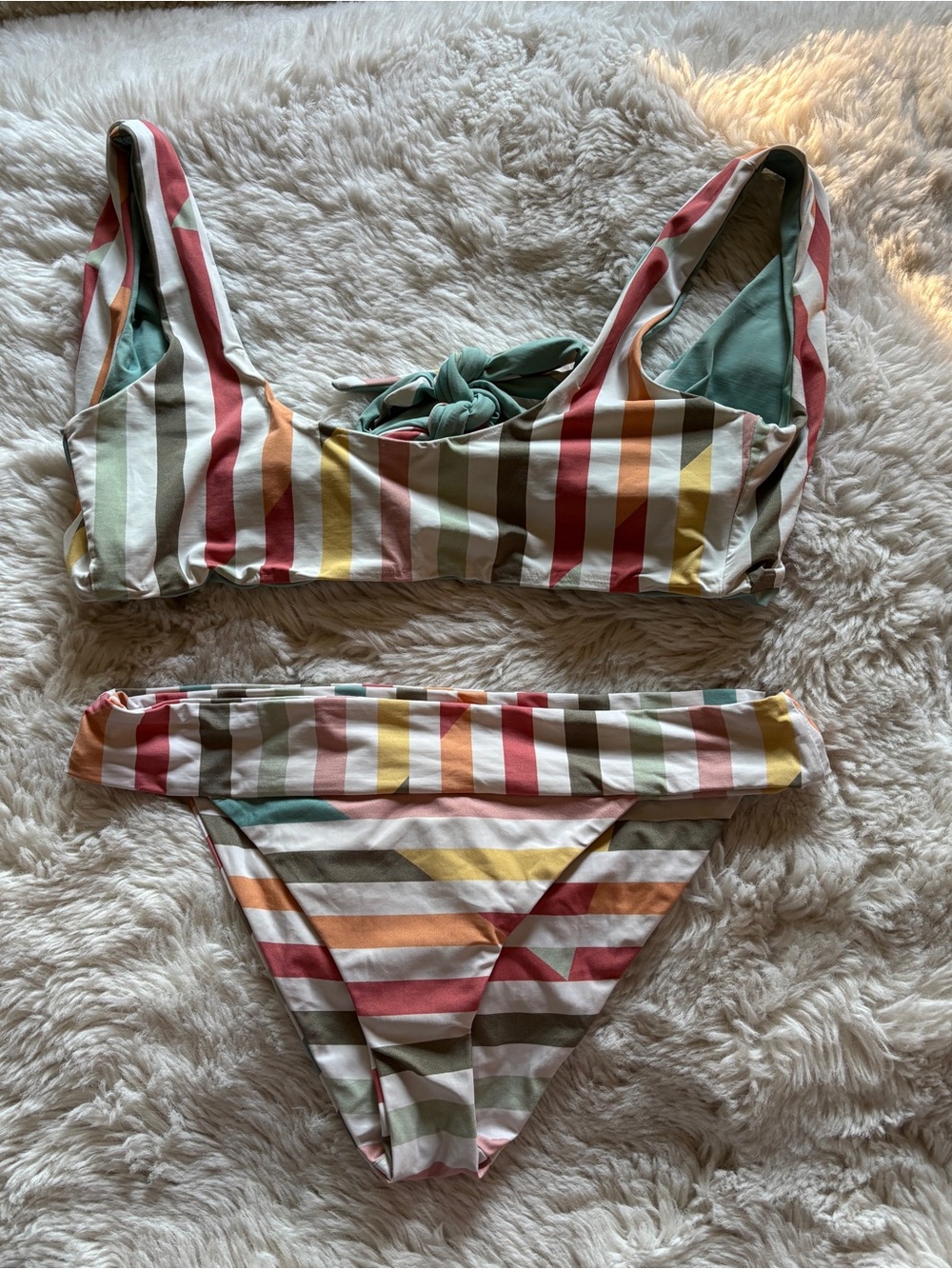 Shore Striped Matching Swimsuit Bikini Set